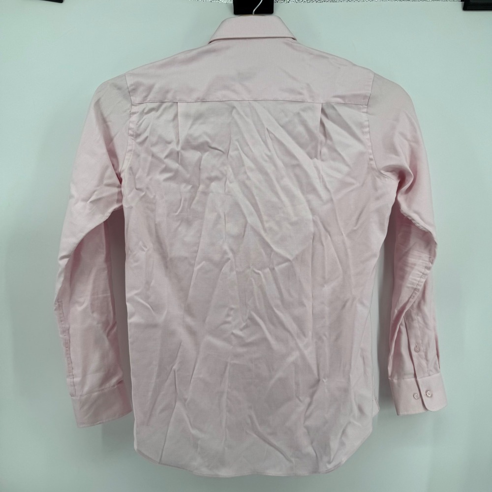 David Donahue Dress Shirt Mens 16.5 36/37 Pink Trim Fit Micro Check Cotton - Picture 3 of 9